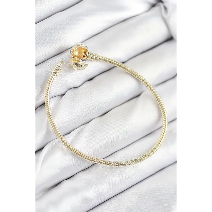 Pirinç Charm Topcuk Model Gold Renk Kadın Bileklik