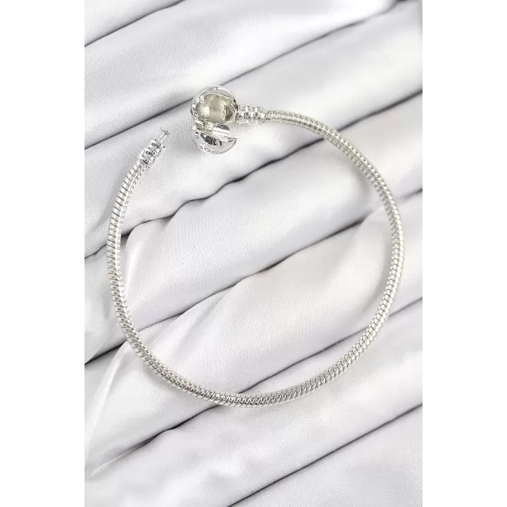 Pirinç Charm Topcuk Model Gümüş Renk Kadın Bileklik