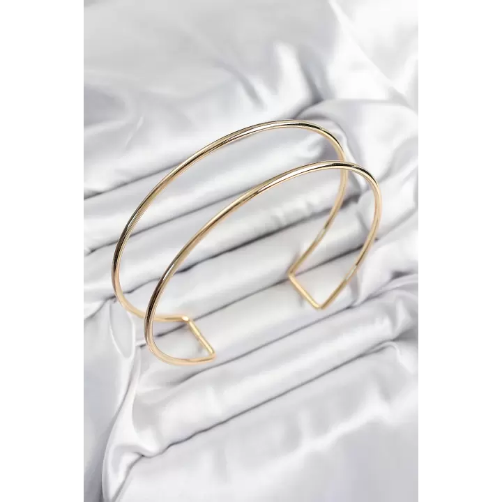 Pirinç Çift Görünümlü Model Gold Renk Kadın Pazu Bileklik