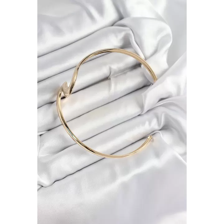 Pirinç Dalgalı Model Gold Renk Kadın Pazu Bileklik