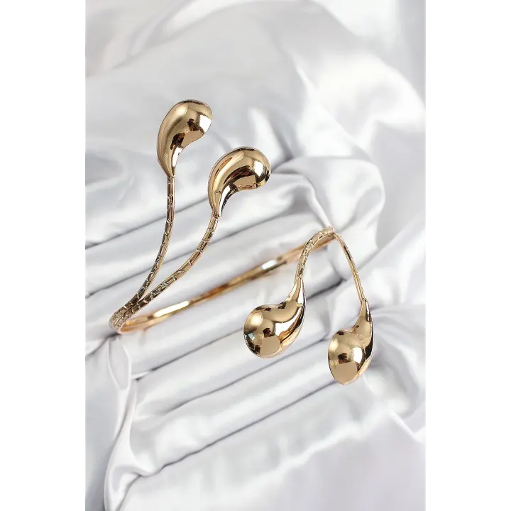 Pirinç Damla Model Gold Renk Kadın Pazu Bileklik