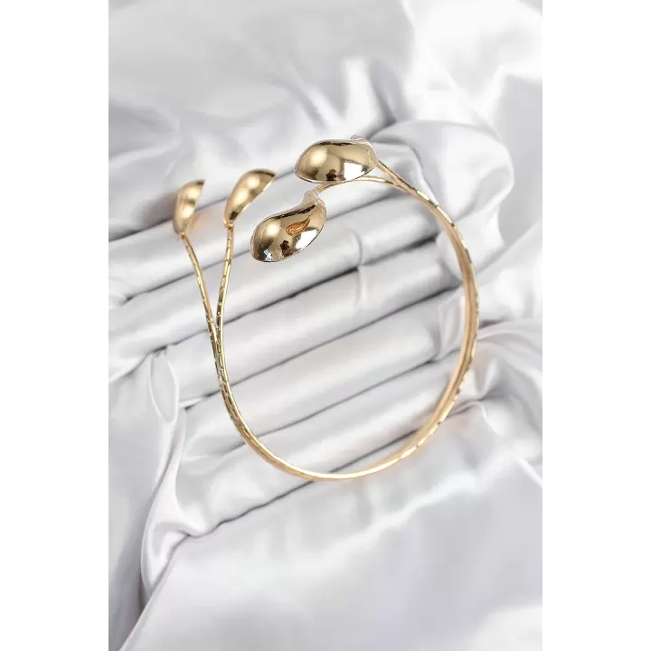 Pirinç Damla Model Gold Renk Kadın Pazu Bileklik