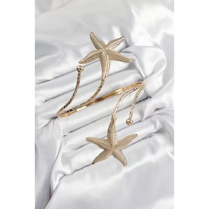 Pirinç Deniz Yıldızı Model Gold Renk Kadın Pazu Bileklik
