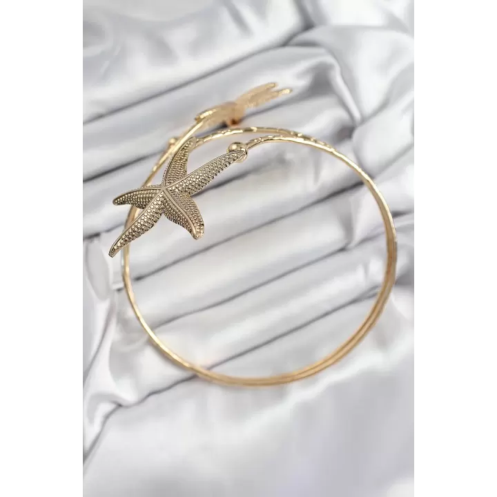 Pirinç Deniz Yıldızı Model Gold Renk Kadın Pazu Bileklik