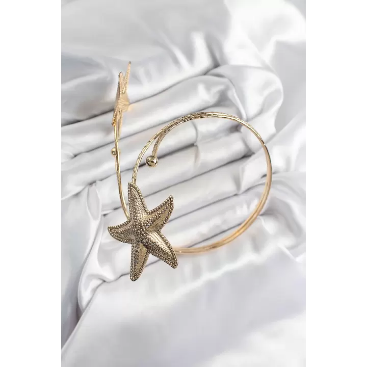 Pirinç Deniz Yıldızı Model Gold Renk Kadın Pazu Bileklik