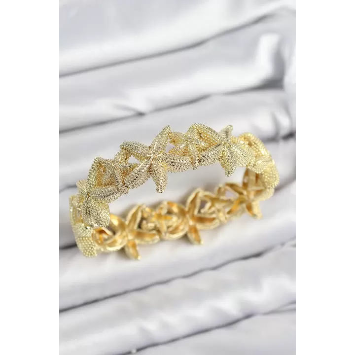 Pirinç Deniz Yıldızı Model Gold Renk Lastikli Kadın Bileklik