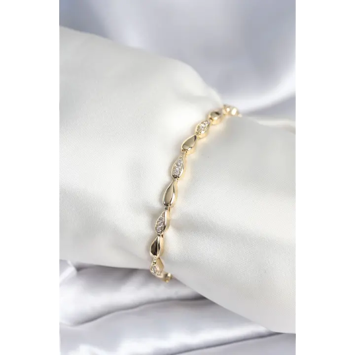 Pirinç Gold Renk Damla Model Kadın Bileklik