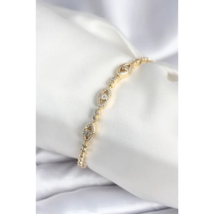 Pirinç Gold Renk Göz Model Kadın Bileklik