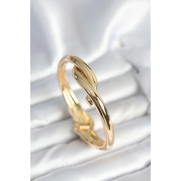 Pirinç Gold Renk Sarmal Model Kelepçe Bileklik