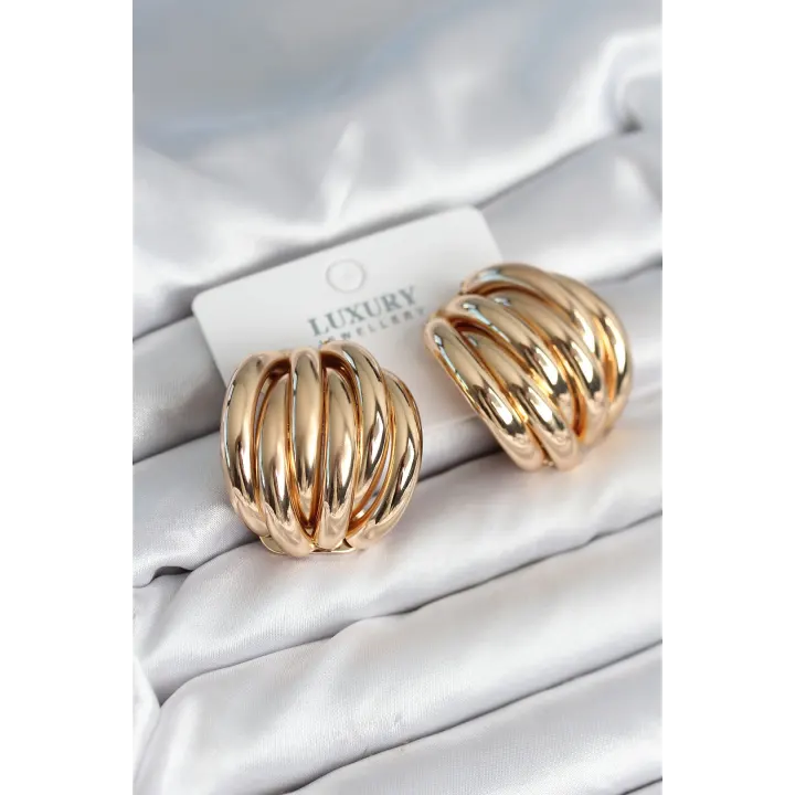 Pirinç Gold Renk Vintage Kadın Küpe