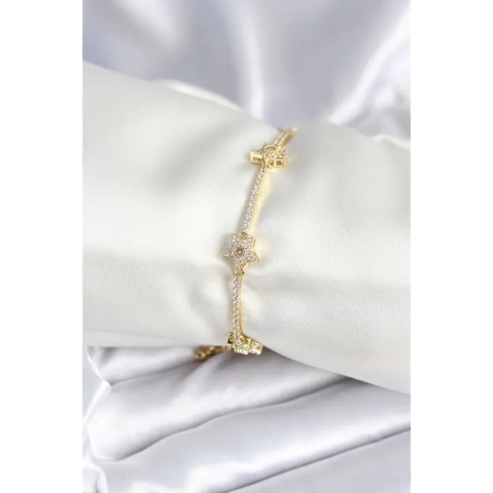 Pirinç Gold Renk Yıldız Model Kadın Bileklik