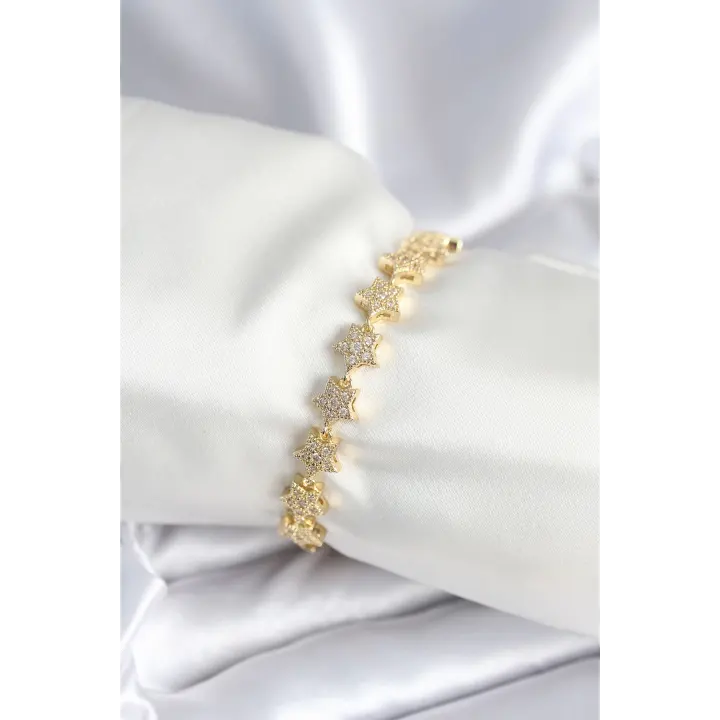 Pirinç Gold Renk Yıldız Model Kadın Bileklik