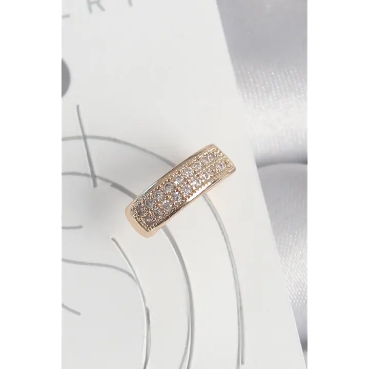 Pirinç Gold Renk Zirkon Taşlı Kadın Kıkırdak Küpe