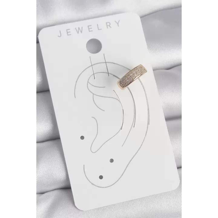 Pirinç Gold Renk Zirkon Taşlı Kadın Kıkırdak Küpe