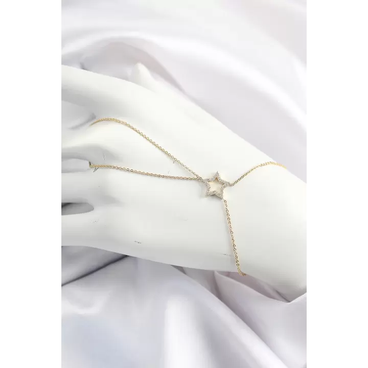Pirinç Gold Renk Zirkon Taşlı Yıldız Model Şahmeran