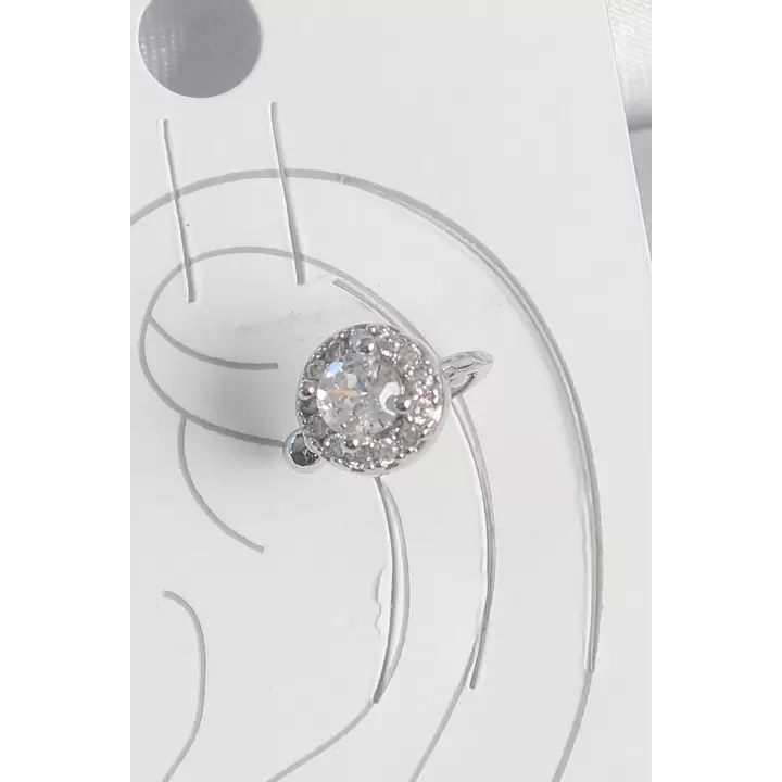 Pirinç Gümüş Renk Zirkon Taşlı Kadın Kıkırdak Model Küpe
