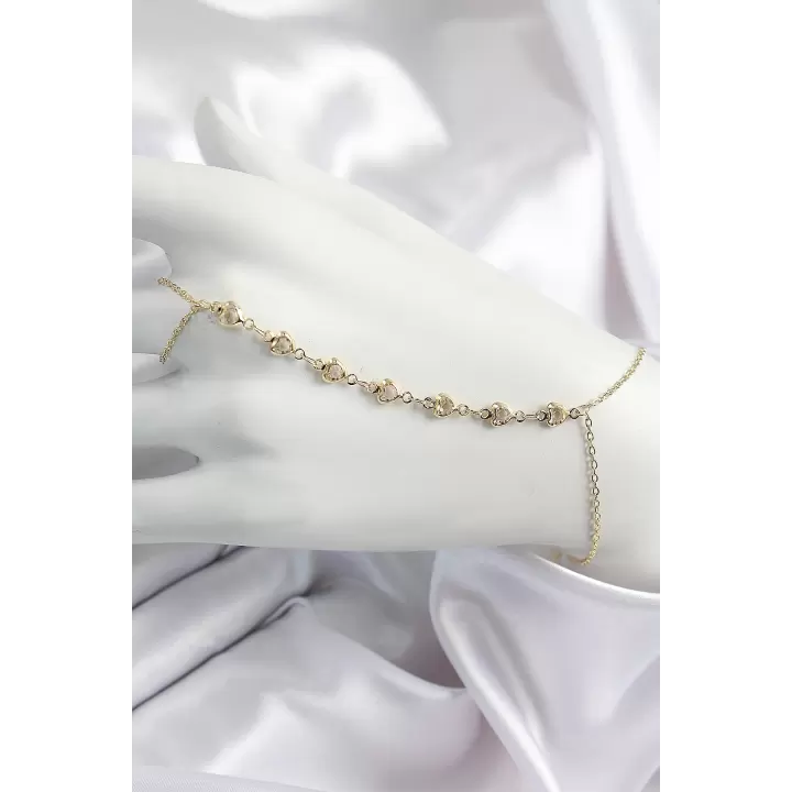 Pirinç Kalpli Zirkon Taşlı Y Model Gold Renk Kadın Şahmeran