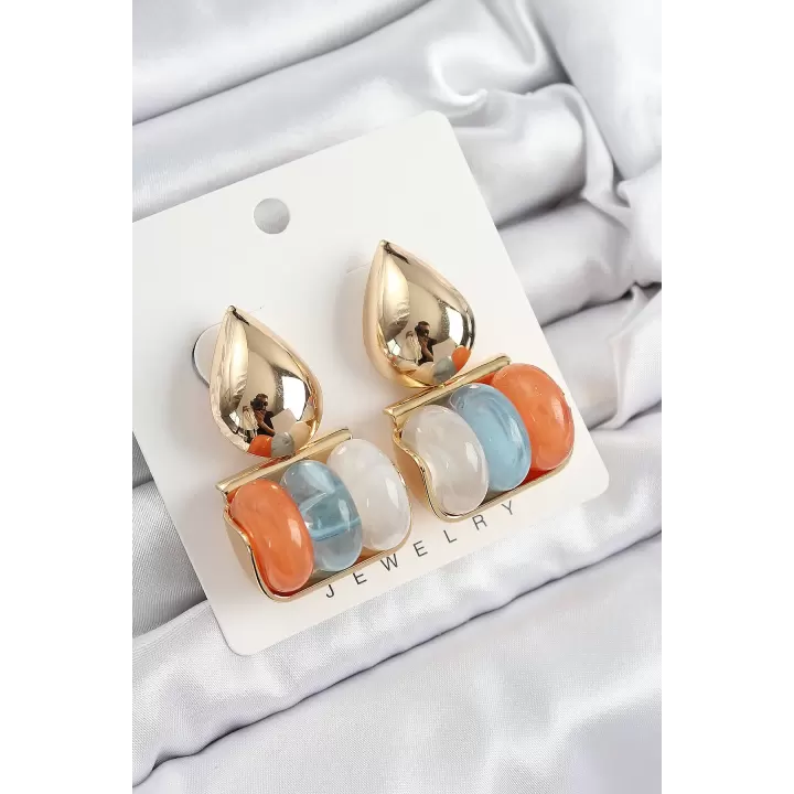 Pirinç Karışık Renk Vintage Model Kadın Küpe