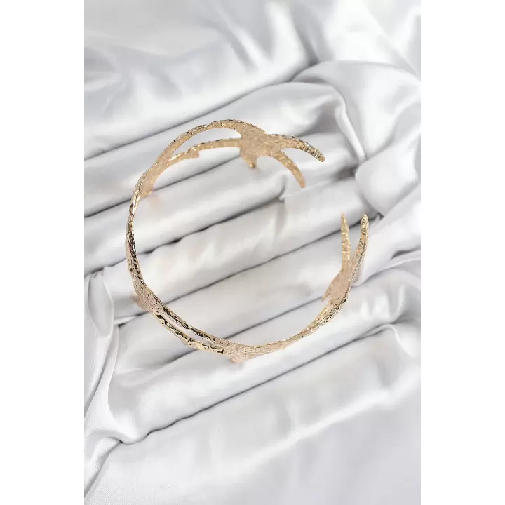 Pirinç Sıralı Deniz Yıldızı Model Gold Renk Kadın Pazu Bileklik