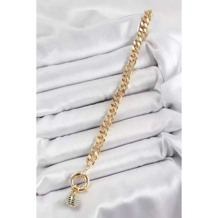Pirinç Sıralı Ok Model Zirkon Taşlı Gold Renk VİP Seri Kadın Bileklik