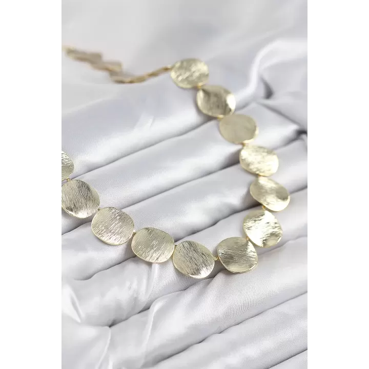 Pirinç Sıralı Para Model Gold Renk Kadın Kolye