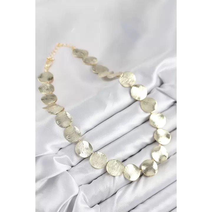 Pirinç Sıralı Para Model Gold Renk Kadın Kolye