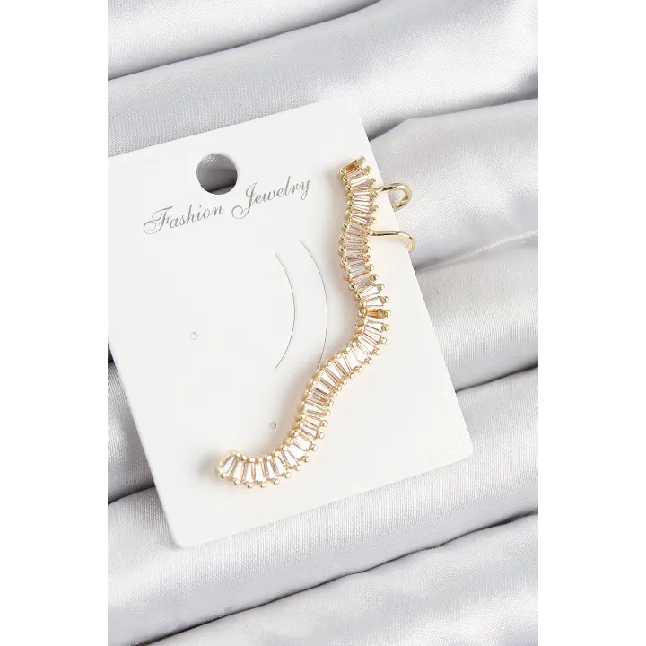 Pirinç Su Yolu Model Gold Renk Sağ Kıkırdak Küpe