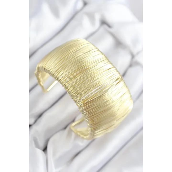 Pirinç Tel Sarma Model Gold Renk Kadın Bileklilk