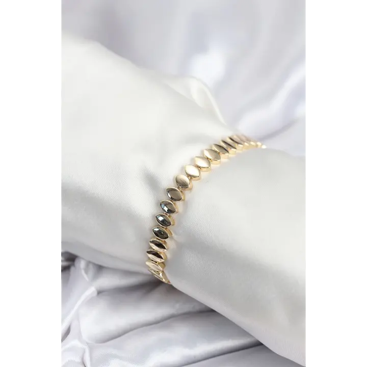 Pirinç VIP Seri Gold Renk Sıralı Arpa Model Kadın Bileklik