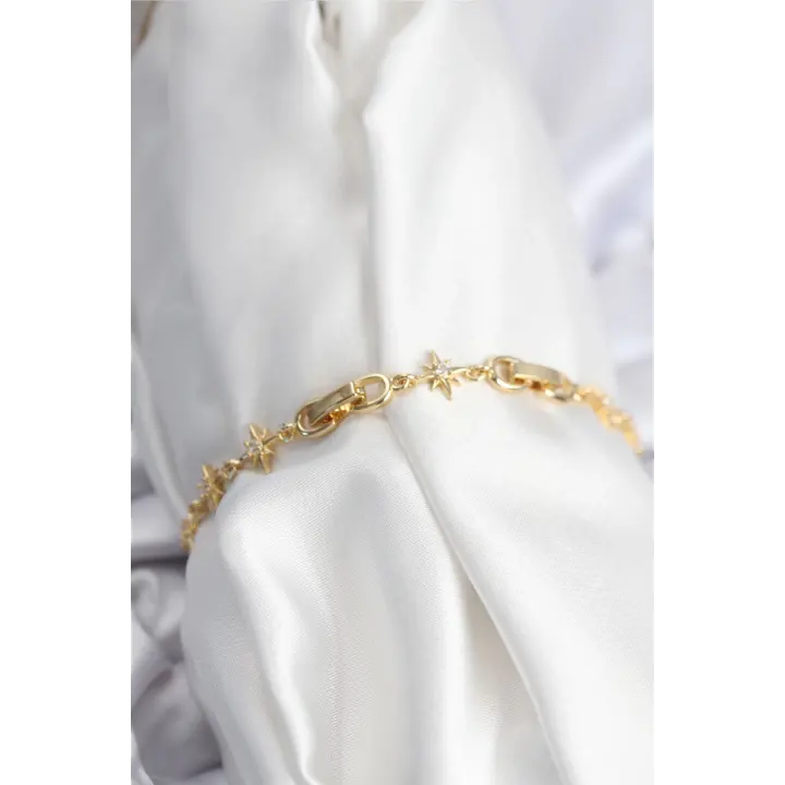Pirinç VIP Seri Gold Renk Sıralı Kutup Yıldızı Kadın Bileklik