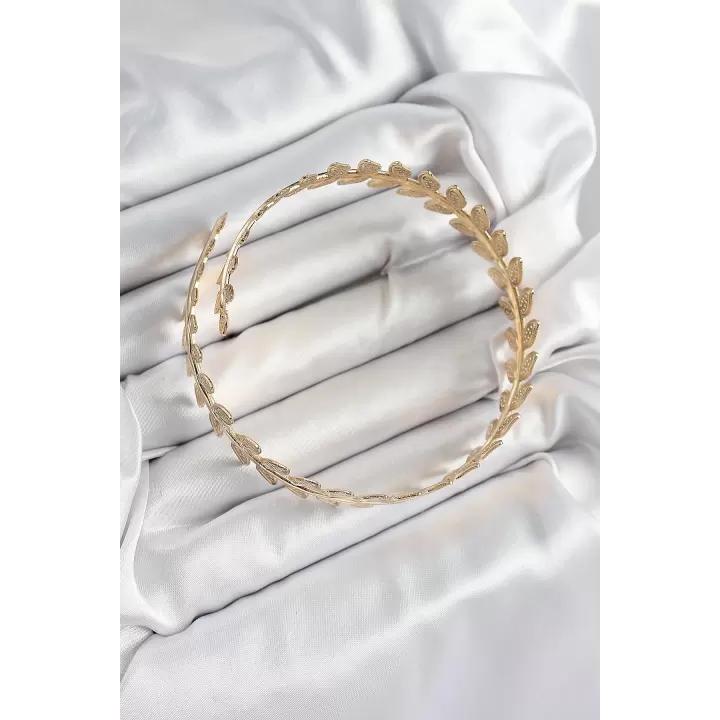 Pirinç Yaprak Model Gold Renk Kadın Pazu Bileklik