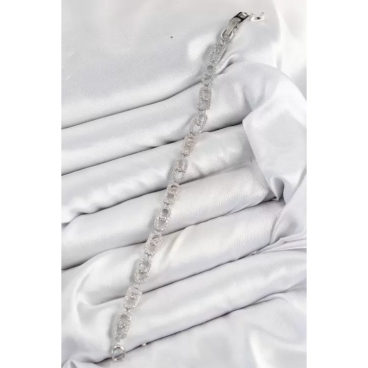 Pirinç Zirkon Taşlı Messika Model Gümüş Renk VIP Seri Kadın Bileklik