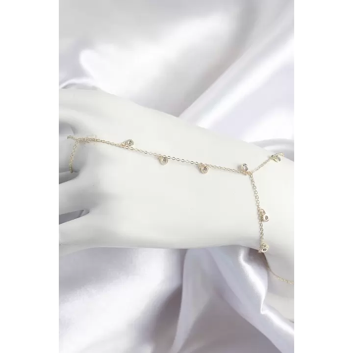 Pirinç Zirkon Taşlı Sallantılı Model Gold Renk Kadın Şahmeran