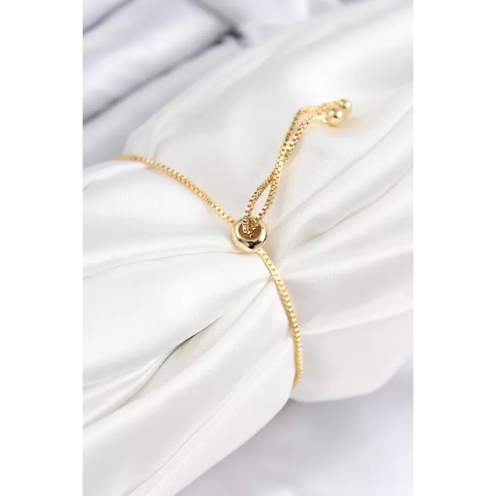Pirinç Zirkon Taşlı Sonsuzluk Model Gold Renk Asansörlü Kadın Bileklik