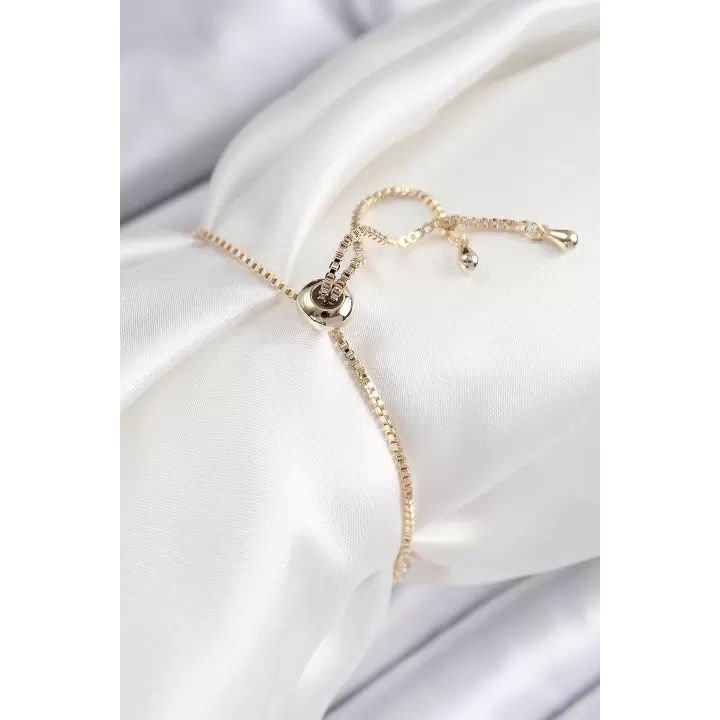 Pirinç Zirkon Taşlı Yılan Model Gold Renk Asansörlü Kadın Bileklik