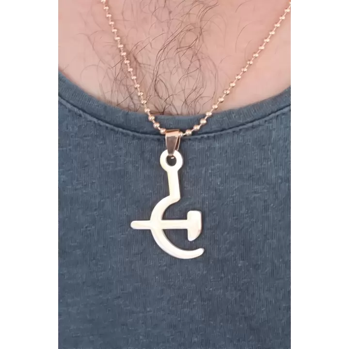 Rose Renk Metal Orak ve Balta Figürlü Erkek Kolye
