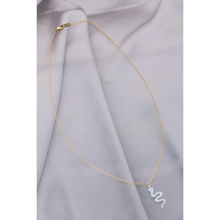 Trend Zirkon Taşlı Yılan Model Çelik Kadın Kolye
