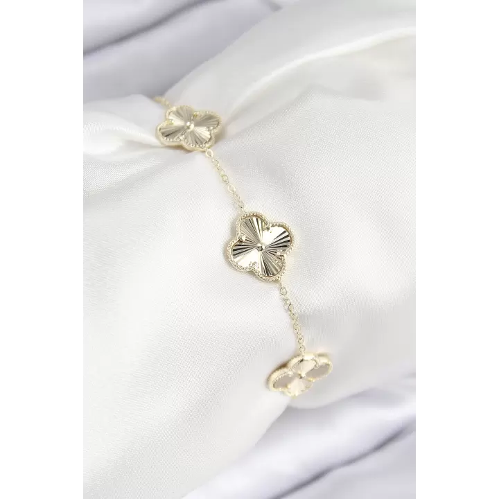 VIP Pirinç Yonca Model Gold Renk Kadın Bileklik