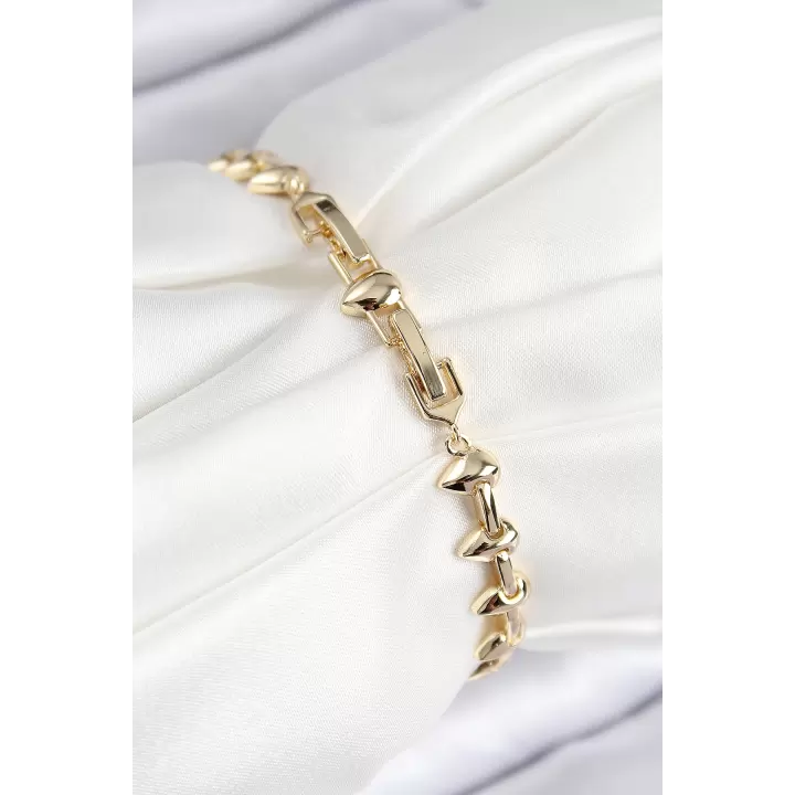 VIP Pirinç Zirkon Taşlı Damla Çit Model Gold Renk Kadın Bileklik