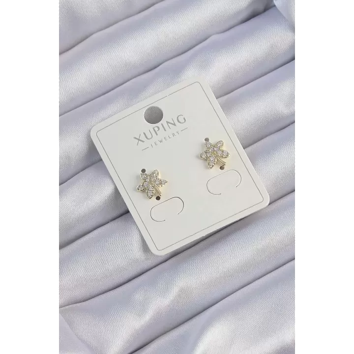 Xuping Gold Renk Zirkon Taşlı Yaprak Küpe