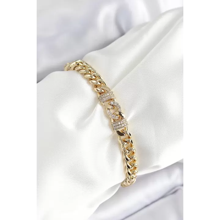 Xuping Pirinç Klasik Zincir Model Gold Renk Kadın Bileklik