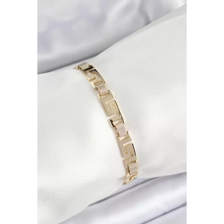 Xuping Pirinç Parçalı Labirent Model Gold Renk Kadın Bileklik
