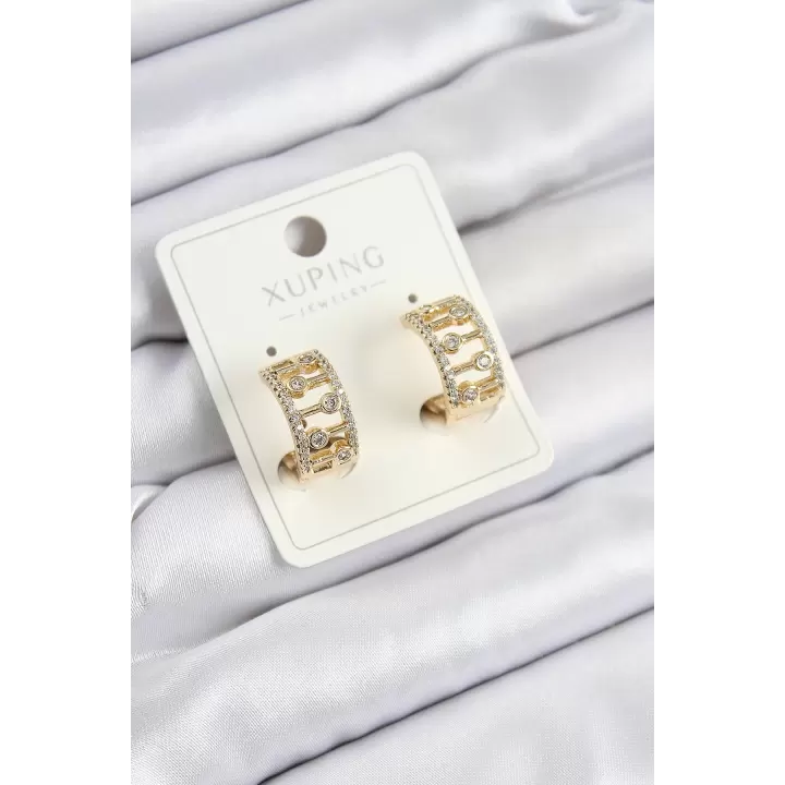 Xuping Zirkon Taşlı Çit Halka Model Gold Renk Kadın Küpe