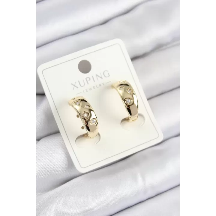 Xuping Zirkon Taşlı Halka Model Gold Renk Kadın Küpe