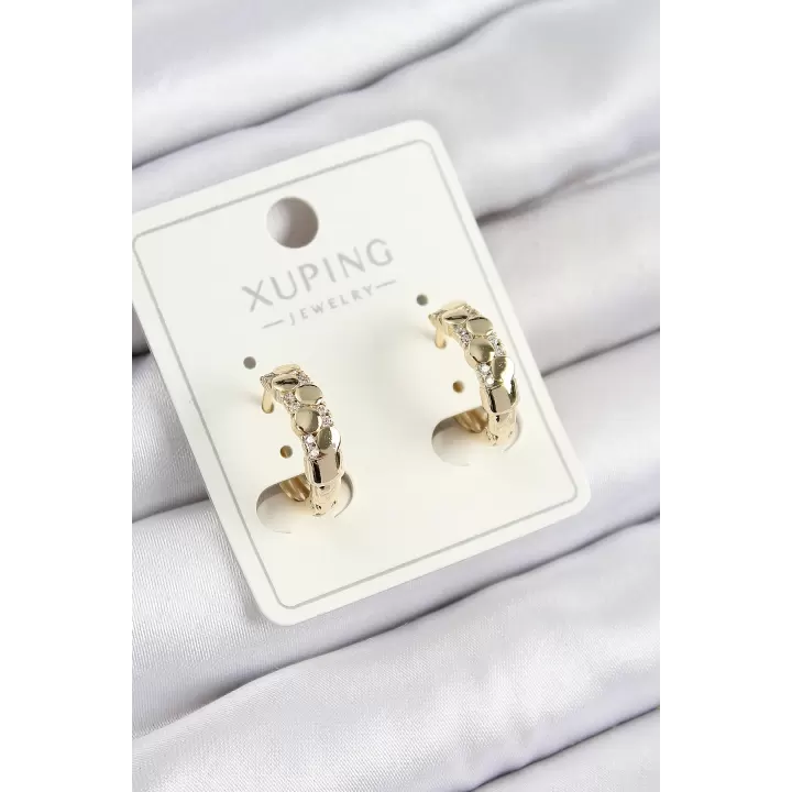 Xuping Zirkon Taşlı Halka Model Gold Renk Kadın Küpe