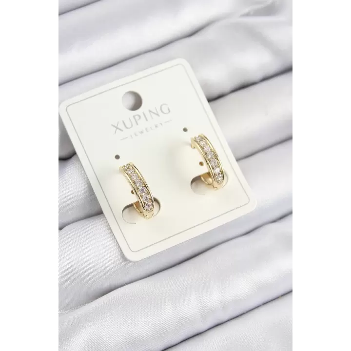 Xuping Zirkon Taşlı Halka Model Gold Renk Kadın Küpe