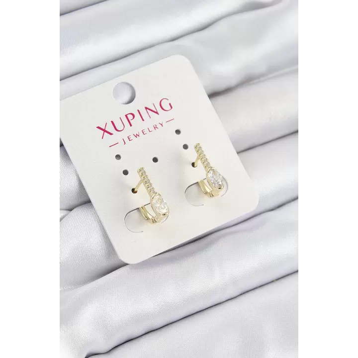 Xuping Zirkon Taşlı I Model Gold Renk Kadın Küpe