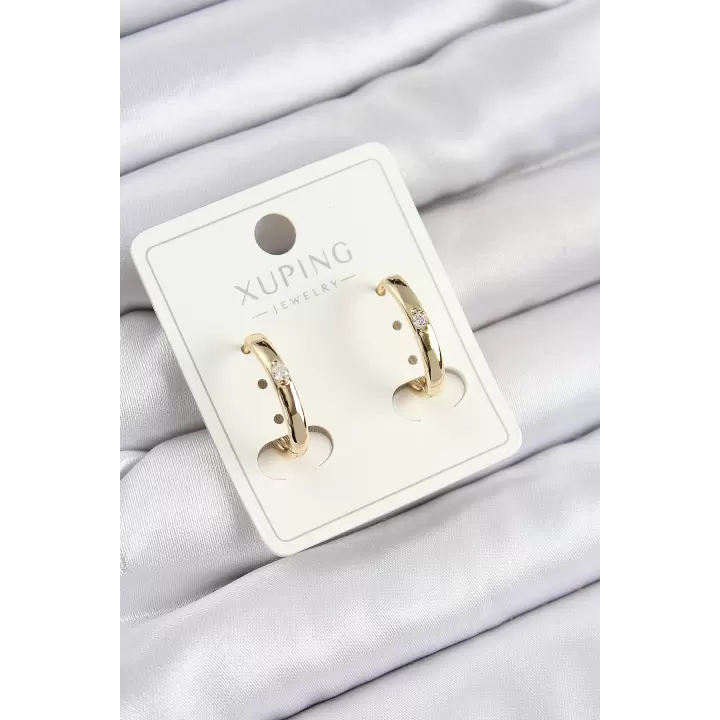 Xuping Zirkon Taşlı Oval Model Gold Renk Kadın Küpe
