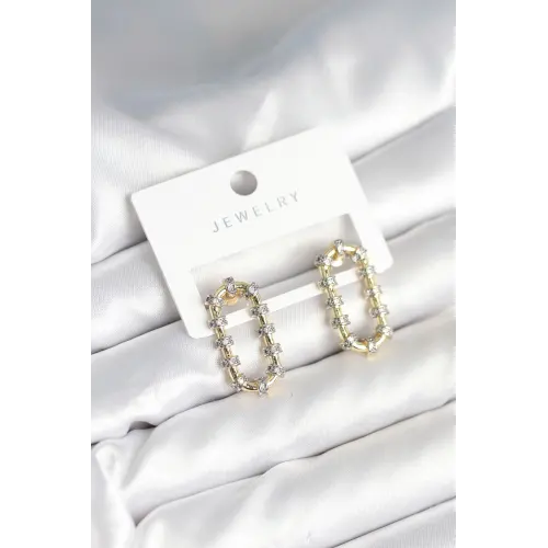 Vintage Model Halka Zirkon Taşlı Kadın Küpe