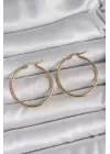 316 Çelik Gold Renk 33 mm Kadın Halka Model Kadın Küpe